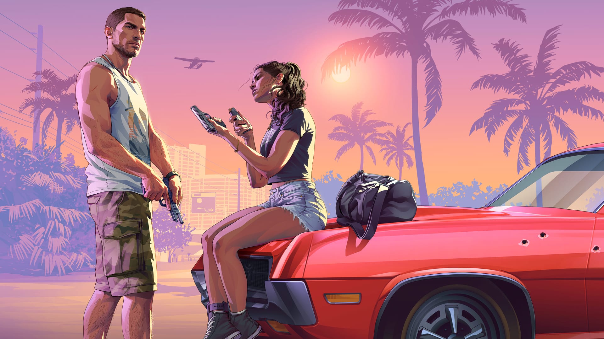 Jason et Lucia dans le visuel officiel Lock and Load de GTA 6